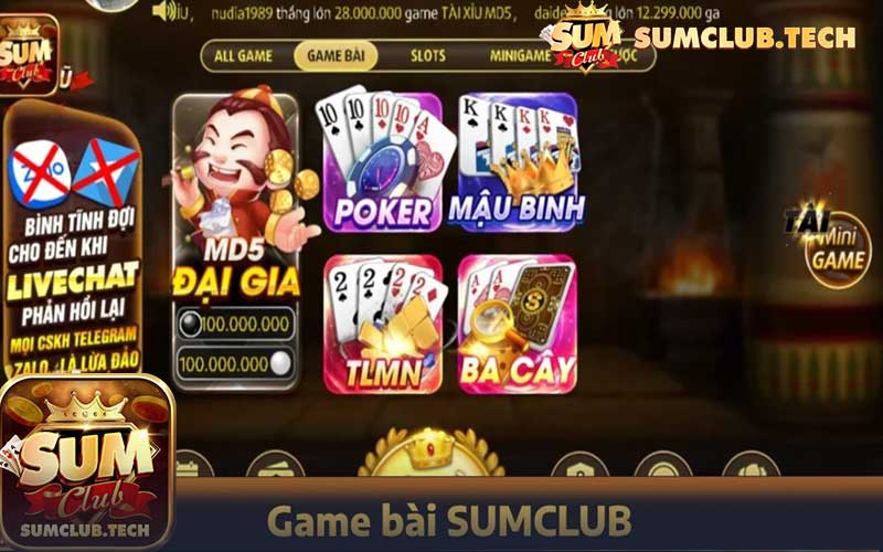 Các tựa game bài "hot" nhất Sumclub